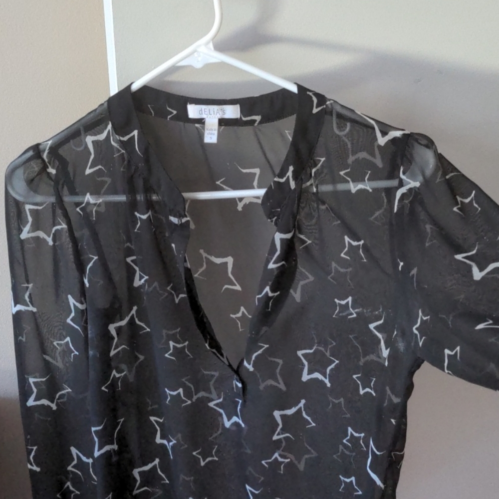 Sheer black shirt with stars - Picture 3 of 4
